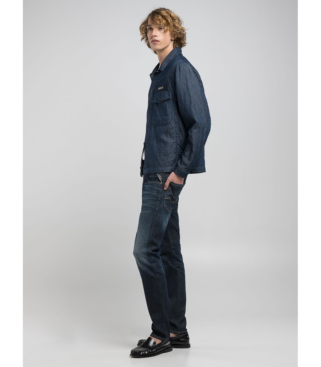 スリムフィットANBASS HYPERFLEX DUST ブルーストレッチデニム 詳細画像 ダークブルー 7